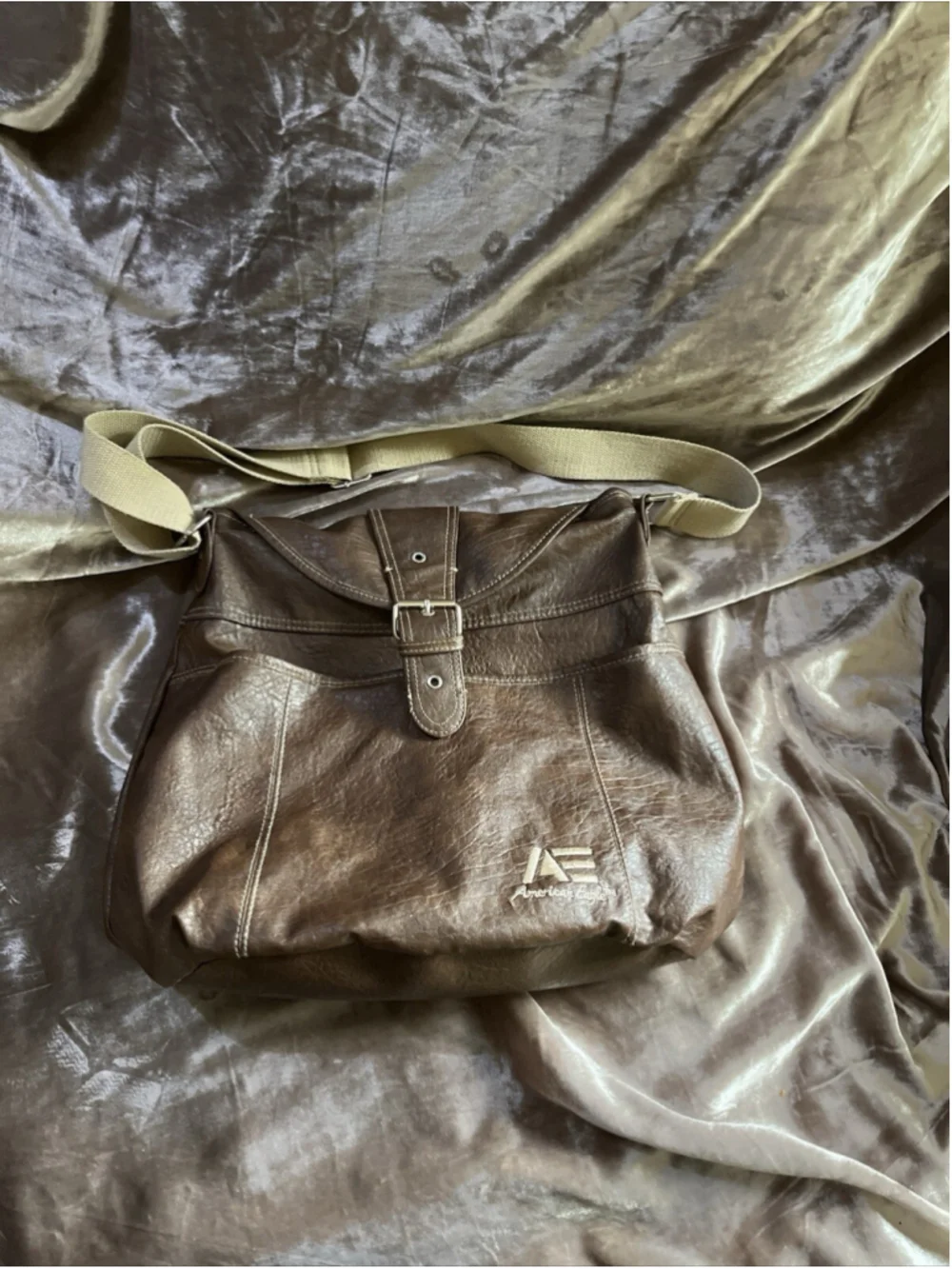 American Eagle canvas /LEATHER TYPE backpack/PURSE brown SEE PICTURES